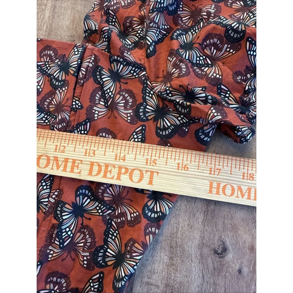 O.L.M. Butterfly Crop Top Sz MSmocked Y2K Corset Boho Orange/Rust Festival Fairy